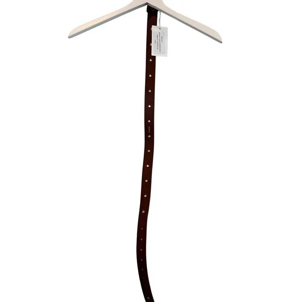 Frame Studded Timeless Buckle Belt Tobacco with Silver Hardware